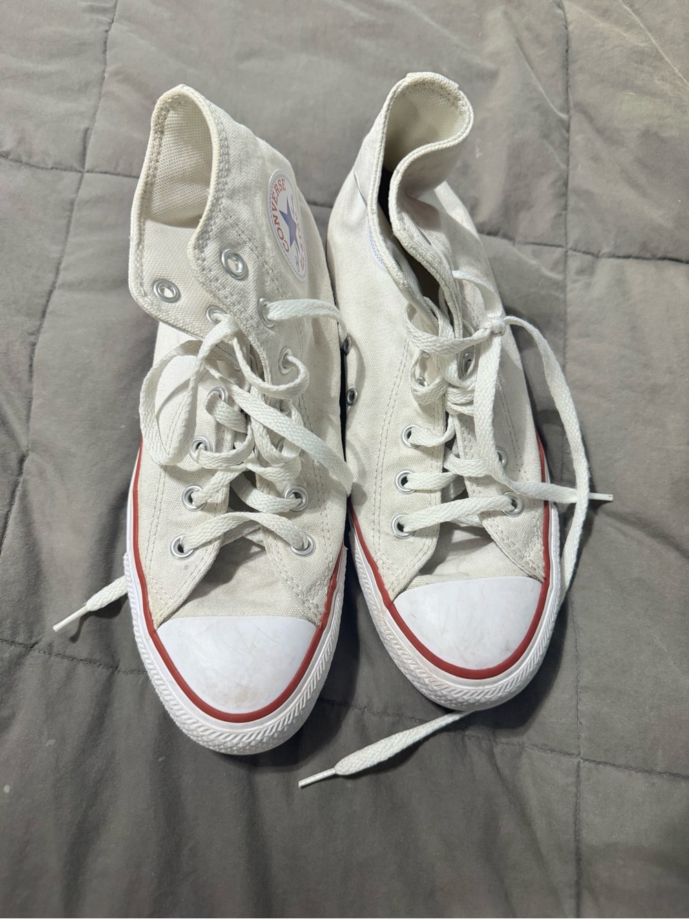 Converse High-Top Canvas Sneakers with Red Trim